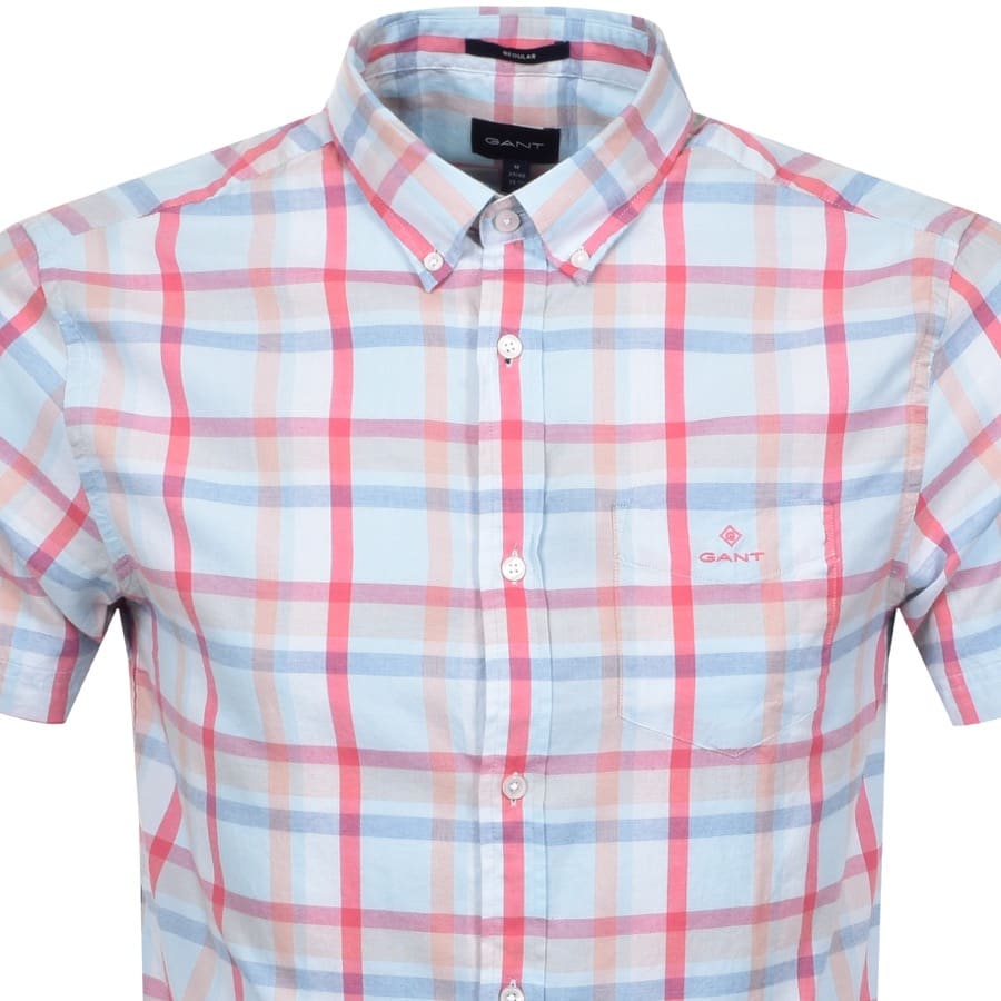 Alternative Image for ProductGant Oxford Plaid Regular Short Sleeved Shirt Blue2